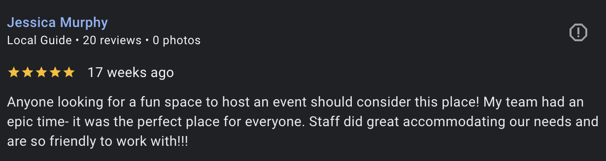 Google review by Jessica Murphy